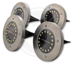 Set 4 lampi solare LED, tip tarus, autonomie 6-8h, IP44, 6500K, 40lm, 0,96W, 16 surse, argintiu
