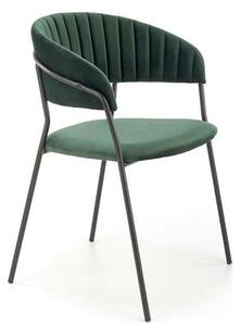 Scaun K426, verde inchis/negru, stofa catifelata/metal, 57x54x79 cm