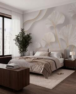 Tapet Ginkgo în tonuri de fildeș, Fototapet Natură, w05734 : Uwalls.ro