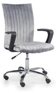 Scaun birou pentru copii, catifea gri, inaltime reglabila 88-98 cm, baza metal, functie blocare, maxim 90 kg