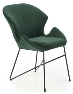 Scaun K458, verde/negru, stofa catifelata/metal, 57x62x82 cm