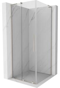 Mexen Velar L, cabină de duș cu ușă glisantă 110 x 110 cm, sticlă transparentă de 8 mm, oțel periat, 871-110-110-03-97