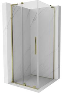 Mexen Velar L, cabină de duș cu ușă glisantă 110 x 110 cm, sticlă transparentă de 8 mm, auriu lucios, 871-110-110-03-50