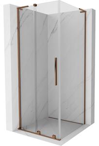 Mexen Velar L, cabină de duș cu ușă glisantă 100 x 100 cm, sticlă transparentă de 8 mm, aur roz, 871-100-100-03-60