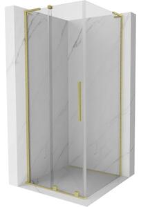 Mexen Velar L, cabină de duș cu ușă glisantă 90 x 90 cm, sticlă transparentă de 8 mm, auriu mat, 871-090-090-03-55