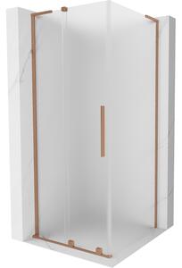 Mexen Velar L, colț de duș cu ușă glisantă 90 x 90 cm, sticlă mată 8 mm, cupru mat, 871-090-090-33-65