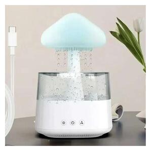 Umidificator cu aromaterapie, efect de ploaie, forma ciuperca, lumina LED 7 culori, 3 moduri, capacitate 450 ml