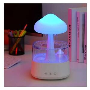Umidificator cu aromaterapie, efect de ploaie, forma ciuperca, lumina LED 7 culori, 3 moduri, capacitate 450 ml