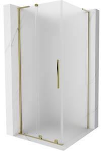 Mexen Velar L, colt de dus cu usa culisanta 90 x 90 cm, sticla mat 8 mm, auriu lucios, 871-090-090-33-50