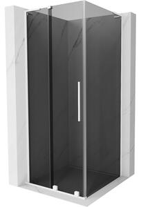Mexen Velar L, cabină de duș cu ușă glisantă 110 x 110 cm, sticlă gri 8 mm, alb mat, 871-110-110-43-20