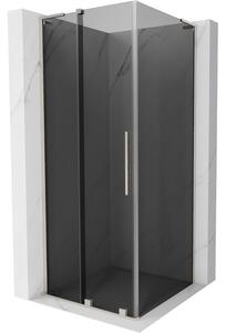 Mexen Velar L, cabină de duș cu ușă glisantă 120 x 120 cm, sticlă gri 8 mm, oțel periat, 871-120-120-43-97