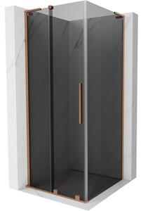 Mexen Velar L, cabină de duș cu ușă glisantă 110 x 110 cm, sticlă gri 8 mm, cupru mat, 871-110-110-43-65