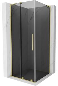 Mexen Velar L, cabină de duș cu ușă glisantă 110 x 110 cm, sticlă gri 8 mm, auriu mat, 871-110-110-43-55