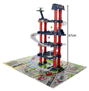 Parcare supraetajata cu 2 masini, 1 elicopter, semne rutiere, lift interactiv, sunete si lumini
