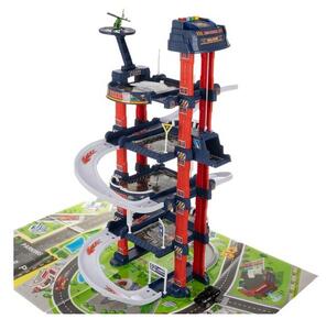 Parcare supraetajata cu 2 masini, 1 elicopter, semne rutiere, lift interactiv, sunete si lumini