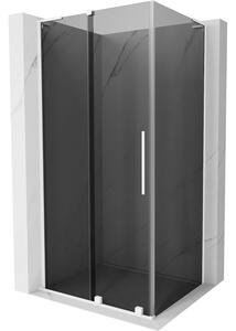 Mexen Velar L, cabină de duș cu ușă glisantă 110 x 120 cm, sticlă gri 8 mm, alb mat, 871-110-120-43-20