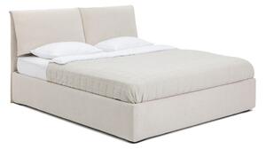 Pat matrimonial bej tapițat cu spațiu de depozitare cu somieră 180x200 cm Thessa Pillow – Bonami Selection