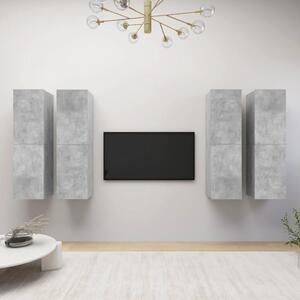 Dulapuri TV, 4 buc., gri beton, 30,5x30x110 cm, lemn prelucrat