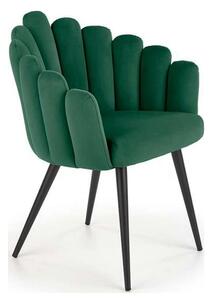 Scaun tapitat K410, verde/negru, stofa catifelata/metal, 65x62x85 cm