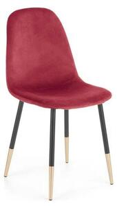 Scaun tapitat K379, rosu/negru, stofa catifelata/metal, 45x48x88 cm