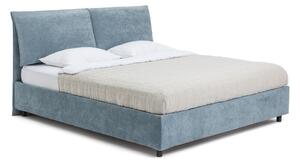 Pat matrimonial albastru tapițat cu spațiu de depozitare cu somieră 160x200 cm Myra Pillow – Bonami Selection