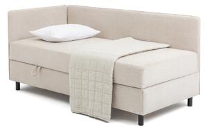 Pat bej tapițat cu spațiu de depozitare cu saltea 90x200 cm Avela – Bonami Selection