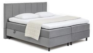 Pat boxspring gri cu spațiu de depozitare 160x200 cm Elva Bold Line – Bonami Selection