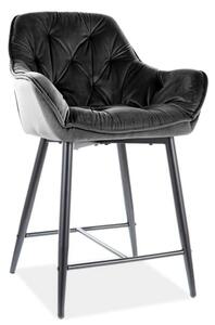 Scaun bar living CHERRY H-2, negru - Bluvel 19, stofa catifelata/metal