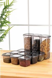 Set cutii de depozitare, 12 bucati Grid Stone Antracit 10x10x9.5 cm