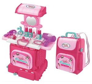Masa toaleta cu accesorii frumusete, set 30 elemente, roz