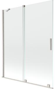 Mexen Velar, paravan de baie glisant cu 2 aripi 140 x 150 cm, sticlă transparentă de 8 mm, oțel periat, 896-140-000-01-97