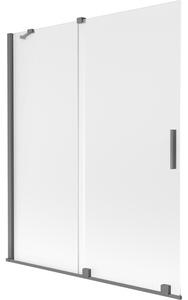 Mexen Velar, paravan de baie glisant cu 2 aripi 140 x 150 cm, sticlă mată 8 mm, grafit lustruit, 896-140-000-31-95