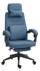 Scaun de birou rotativ cu tetiera si suport pentru picioare, albastru deschis