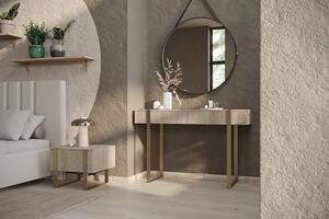 Consolă modernă / măsuță de toaletă Verica - stejar biscuit / picioare aurii
