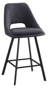 Scaun bar Initiate material teddy gri inchis cu picioare metalice negre 48x56x98 cm