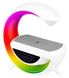 Lampa de birou LED RGB 5W, incarcare wireless Qi, difuzor Bluetooth 235 mm, ceas, functie alarma, 420 lm, baterie 3.7V 800mAh