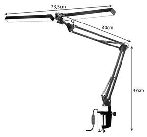 Lampa de birou dubla, 168 LED-uri, lumina 3200K-6000K, intensitate ajustabila, brat reglabil, 24W, 2200 lm