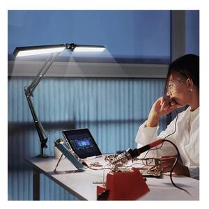 Lampa de birou dubla, 168 LED-uri, lumina 3200K-6000K, intensitate ajustabila, brat reglabil, 24W, 2200 lm