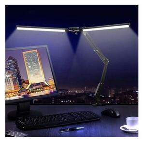 Lampa de birou dubla, 168 LED-uri, lumina 3200K-6000K, intensitate ajustabila, brat reglabil, 24W, 2200 lm