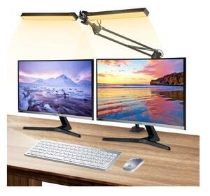 Lampa de birou dubla, 168 LED-uri, lumina 3200K-6000K, intensitate ajustabila, brat reglabil, 24W, 2200 lm