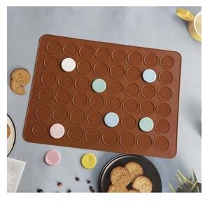 Forma din silicon pentru macaroons, 2 dimensiuni, 48 orificii, 38,5 x 28,5 x 0,3 cm, maro