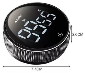Cronometru electronic de bucatarie, afisaj LED, control volum, magnet, negru