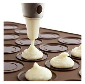 Forma din silicon pentru macaroons, 2 dimensiuni, 48 orificii, 38,5 x 28,5 x 0,3 cm, maro