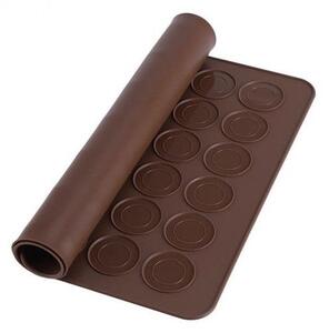 Forma din silicon pentru macaroons, 2 dimensiuni, 48 orificii, 38,5 x 28,5 x 0,3 cm, maro