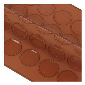 Forma din silicon pentru macaroons, 2 dimensiuni, 48 orificii, 38,5 x 28,5 x 0,3 cm, maro