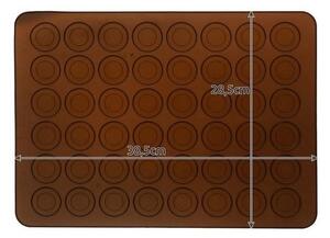 Forma din silicon pentru macaroons, 2 dimensiuni, 48 orificii, 38,5 x 28,5 x 0,3 cm, maro