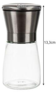 Set 2 rasnite de mana pentru sare si piper, 190 ml, reglabile, metal, sticla