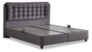 Pat matrimonial cu lada LATEKS COMFORT 160x200, stofa gri, somiera inc