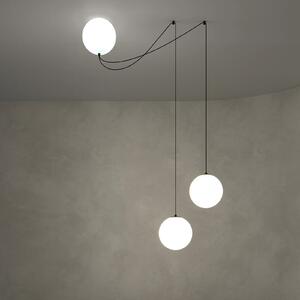 Maytoni Lampă suspendată LED Twins, negru, sticlă, Ø 20 cm, Alb, Camera de zi / sufragerie, Sticlă, Modern
