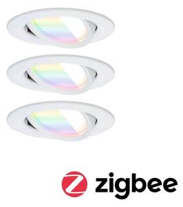 Paulmann Spot LED încastrat Nova Coin Smart alb RGBW, set de 3 bucăți, 8,4 cm, reglabil, Alb, Camera de zi / sufragerie, Aluminiu, Modern, Plafon încastrat